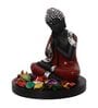 Multicolour Polyresin Antique Finish Handcrafted Thinking Buddha with Wooden Base