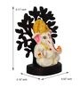 Multicolour Polyresin Decorative Lord Ganesha Idol with Wooden Tree