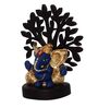 Multicolour Polyresin Gold Plated Blue Kaan Ganesha Idol With Wooden Tree