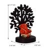 Multicolour Polyresin Gold Plated Orange Appu Ganesha Idol with Wooden Tree
