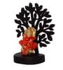 Multicolour Polyresin Gold Plated Orange Mukut Ganesha Idol with Wooden Tree