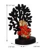 Multicolour Polyresin Gold Plated Orange Mukut Ganesha Idol with Wooden Tree