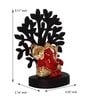Multicolour Polyresin Gold Plated Red Kaan Ganesha Idol with Wooden Tree