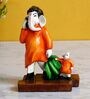 Multicolour Polyresin Lord Ganesha Doing Shopping with Mushak Idol