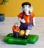 Multicolour Polyresin Lord Ganesha Playing Football with Mushak Idol