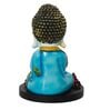 Multicolour Polyresin Praying Blue Monk Buddha With Wooden Base