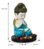 Multicolour Polyresin Praying Blue Monk Buddha With Wooden Base