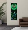 Multicolour Rectangle 24 Inches Wooden Wall Clock (peacock feather)