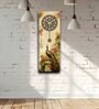 Multicolour Rectangle 24 Inches Wooden Wall Clock (Peacock)