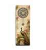Multicolour Rectangle 24 Inches Wooden Wall Clock (Peacock)