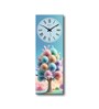 Multicolour Rectangle 24 Inches Wooden Wall Clock (Flowers)
