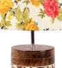 Bumpy Multicolour Fabric Shade Table Lamp With Mango wood Base