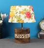 Bumpy Multicolour Fabric Shade Table Lamp With Mango wood Base