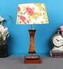 Multicolour Shade Table Lamp With Light Brown  Woodden Base