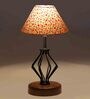 Multicolour Shade Table Lamp With Shade Table Lamp With Wood & Iron Base