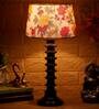 Peony Multicolour Fabric Shade Night Lamp With Wood Base