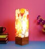 Naeva Multicolour Fabric Shade Table Lamp With Wood Base