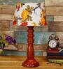 Uniqualy Multicolour Fabric Shade Night Lamp With Wood Base