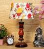 Derby Multicolour Fabric Shade Night Lamp With Wood Base