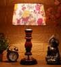 Derby Multicolour Fabric Shade Night Lamp With Wood Base