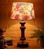 Florence Multicolour Fabric Shade Night Lamp With Wood Base