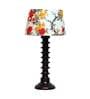 Peony Multicolour Fabric Shade Night Lamp With Wood Base