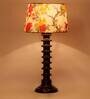 Peony Multicolour Fabric Shade Night Lamp With Wood Base
