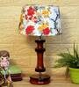 Florence Multicolour Fabric Shade Night Lamp With Wood Base