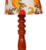 Uniqualy Multicolour Fabric Shade Night Lamp With Wood Base