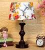 Triune Multicolour Fabric Shade Night Lamp With Wood Base
