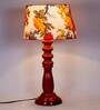 Uniqualy Multicolour Fabric Shade Night Lamp With Wood Base