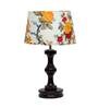 Triune Multicolour Fabric Shade Night Lamp With Wood Base
