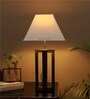 Bunsen White Fabric Shade Night Lamp With Wood Base