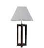 Bunsen White Fabric Shade Night Lamp With Wood Base