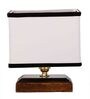 Multicolour Shade Table Lamp With Wood Base