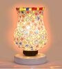 Multicolour Shade Table Lamp With Wood Base