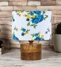 Multicolour Shade Table Lamp With Wood Base
