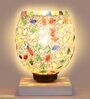 Multicolour Shade Table Lamp With Wood Base