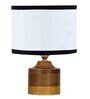 Multicolour Shade Table Lamp With Wood Base