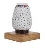 Multicolour Shade Table Lamp With Wood Base