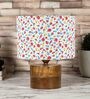 Multicolour Shade Table Lamp With Wood Base