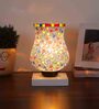 Multicolour Shade Table Lamp With Wood Base