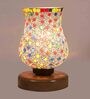 Multicolour Shade Table Lamp With Wood Base