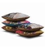 Beige Traditional Silk 16 x 16 Inches Cushion Covers (Set of 5)