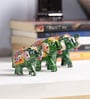 Multicolour Solid Wood Elephant Figurine