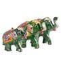 Multicolour Solid Wood Elephant Figurine