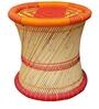 Ethnic Wicker Seating Stool in Orange Colour
