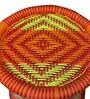 Ethnic Wicker Seating Stool in Orange Colour