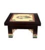 Multicolour Teakwood Peacock Chowki