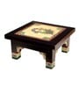 Multicolour Teakwood Peacock Chowki